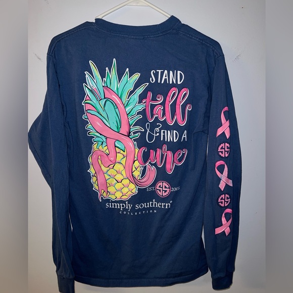 Simply Southern “Stand Tall and Find a Cure” Pineapple Long Sleeve Graphic Shirt - Picture 3 of 9